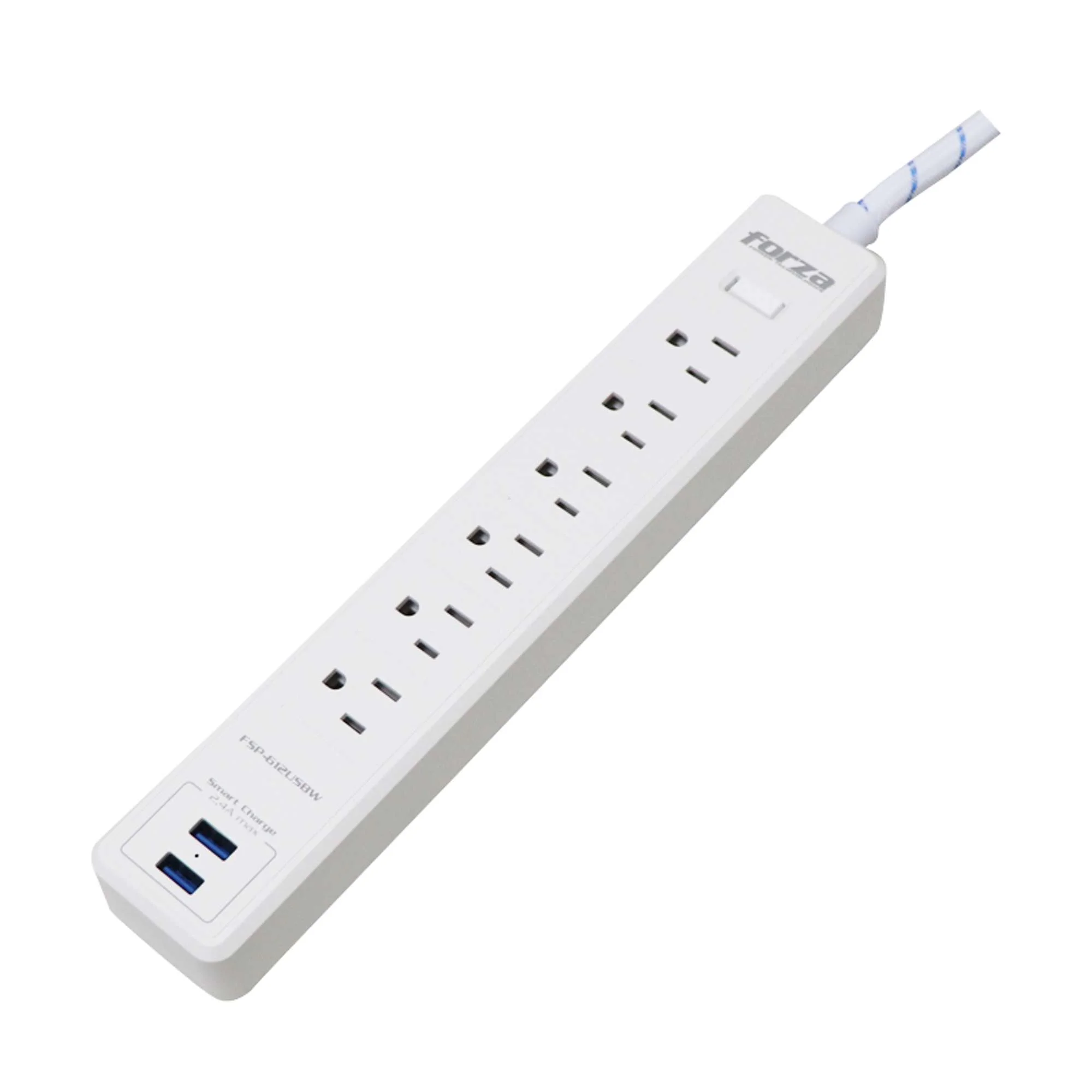 Supresor de Picos Forza FSP-612USBW 110/220V 6 Tomas 1200 Julios USB Blanco