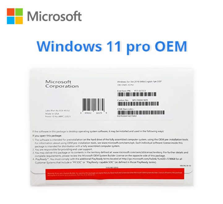 LICENCIA MICROSOFT WINDOWS 11 PROFESIONAL OEM - 64 BITS - DVD - FQC-10553