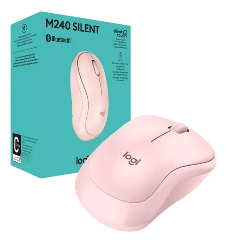 MOUSE LOGITECH M240 - INALAMBRICO - BLUETOOTH -SILENCIOSO - ROSA - TECNOLOGIA SILENT TOUCH
