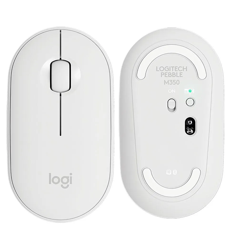 MOUSE LOGITECH PEBBLE M350 - INALAMBRICO - BLUETOOTH - SILENCIOSO - BLANCO - TECNOLOGIA SILENT TOUCH - COMPACTO